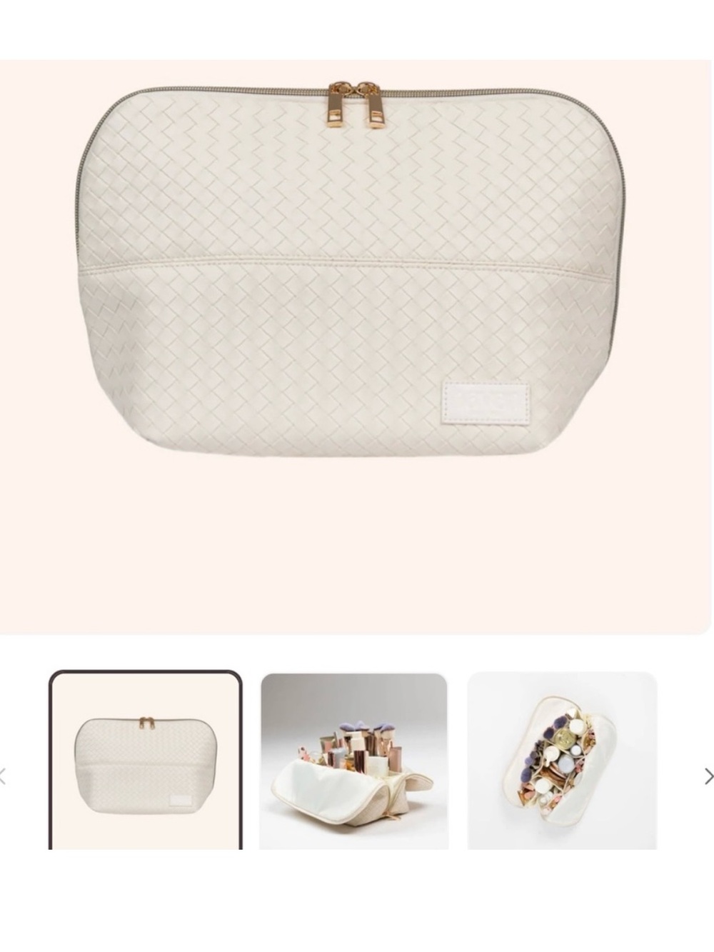 Haven Bag Co. Vegan Leather Ivory Fold Down Cosmetic Bag